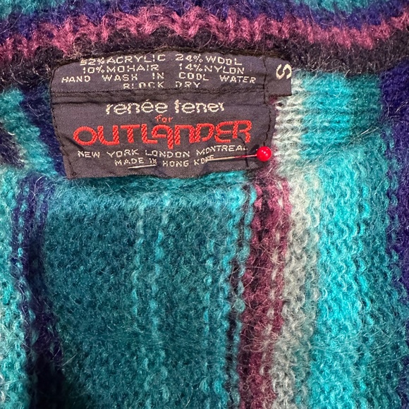 Outlander by Renee Tener Turquoise Striped Tunic Sweater or Mini Dress c1970s - Picture 2 of 6